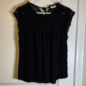 Anthropologie Meadow Rue Black Ruffle Sleeveless Blouse Size Large EUC #2224